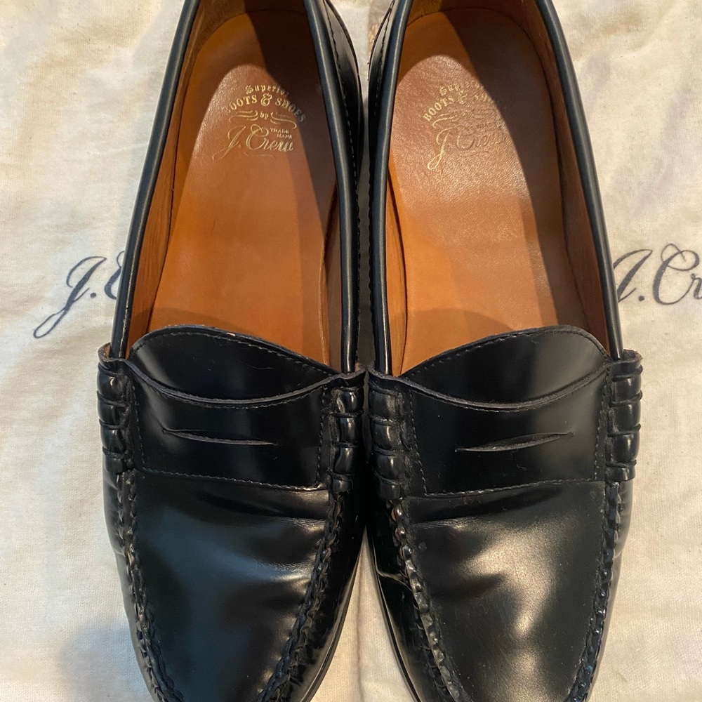 J. Crew Black Leather Penny Loafers - Picture 5 of 8